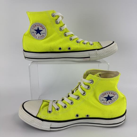 Converse All Star Neon Yellow High Tops Sneakers Shoes Mens size 8 Classic - Picture 1 of 9